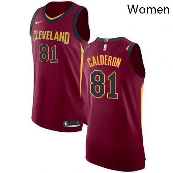 Womens Nike Cleveland Cavaliers 81 Jose Calderon Authentic Maroon Road NBA Jersey Icon Edition